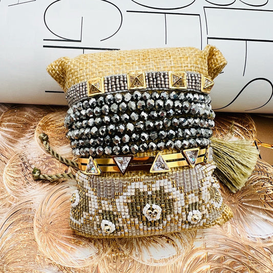 Glamour Gold Crystal Bracelet Set