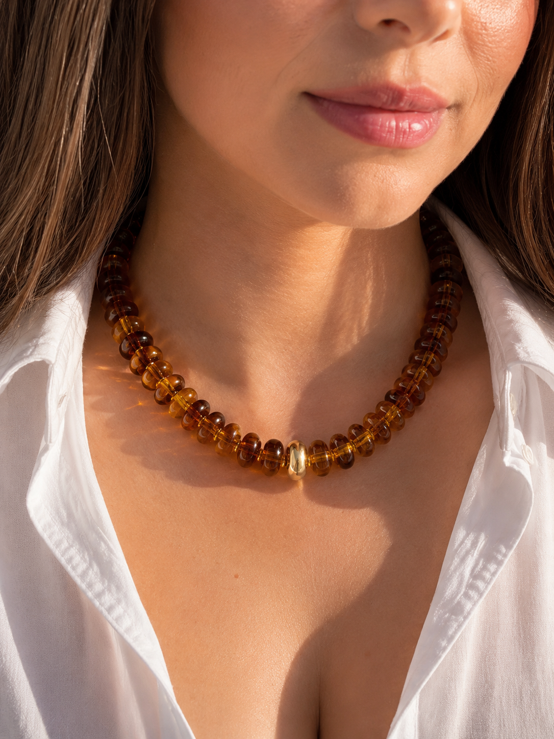 Amber Glow Beaded Necklace