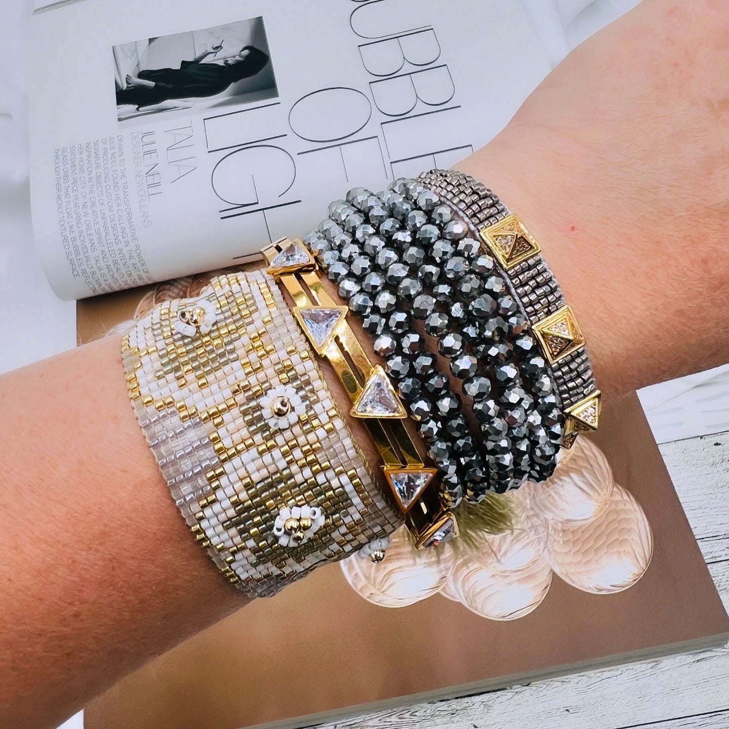 Glamour Gold Crystal Bracelet Set