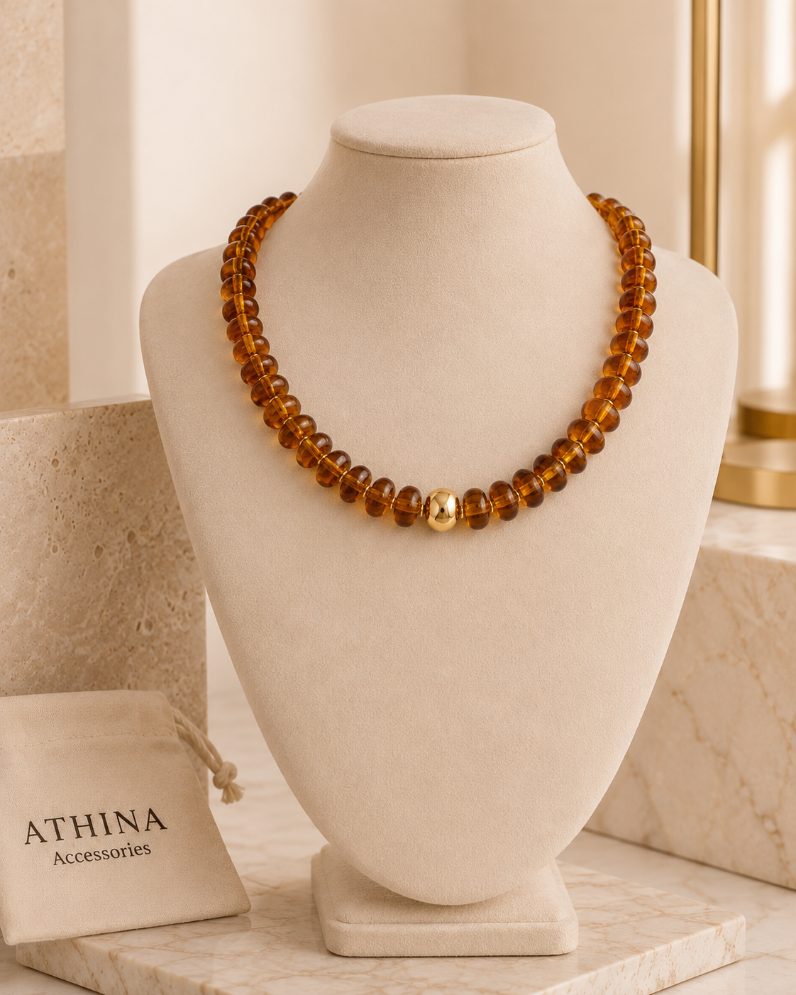 Amber Glow Beaded Necklace
