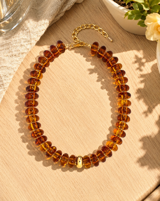 Amber Glow Beaded Necklace