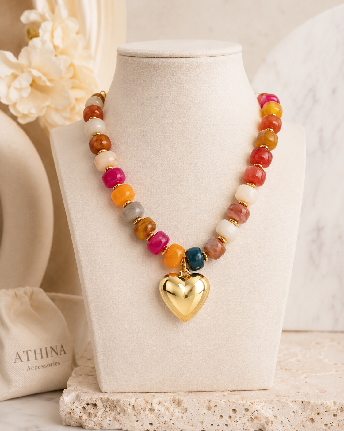 Soleil Color Heart Necklace