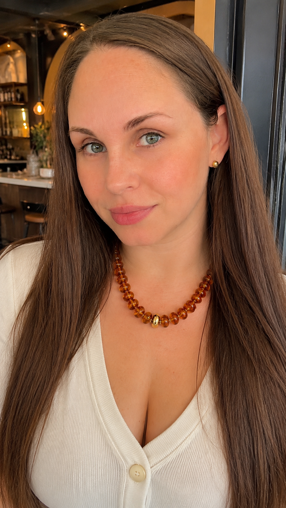 Amber Glow Beaded Necklace