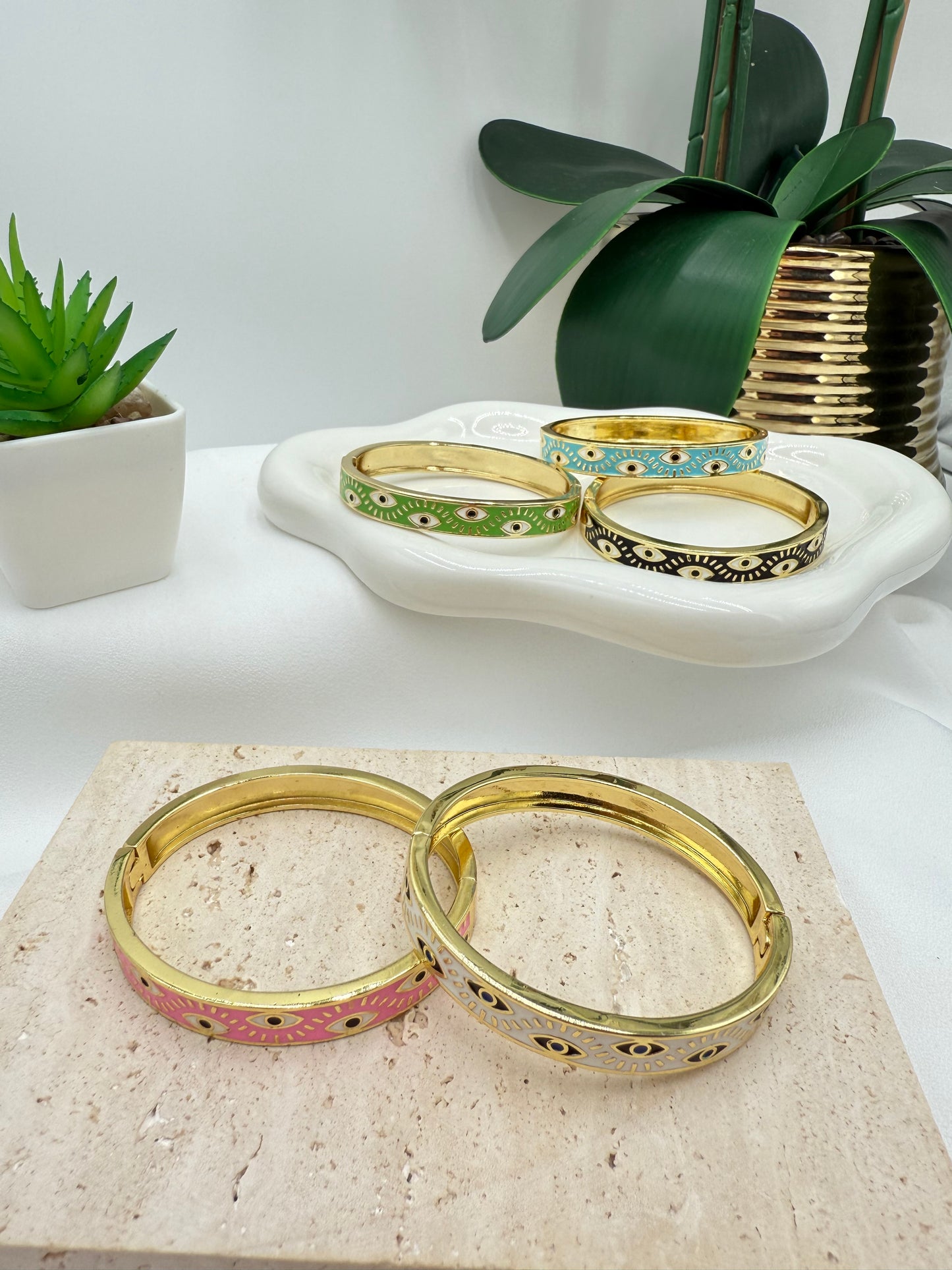 Gold Plated Eye Bangle