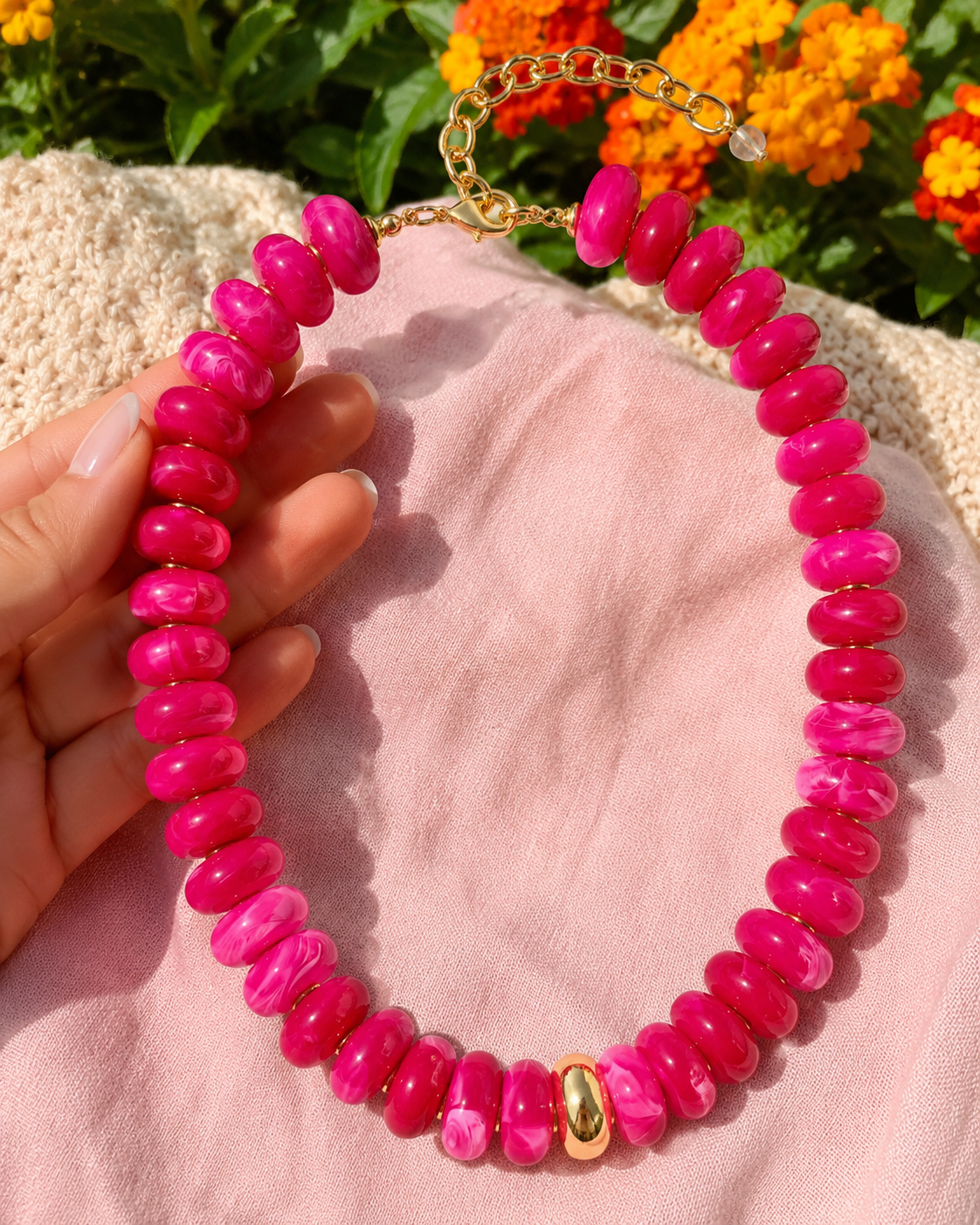 Valentina Pink Beaded Necklace