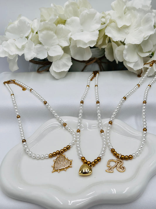 Pearl Bead Necklace with Charms