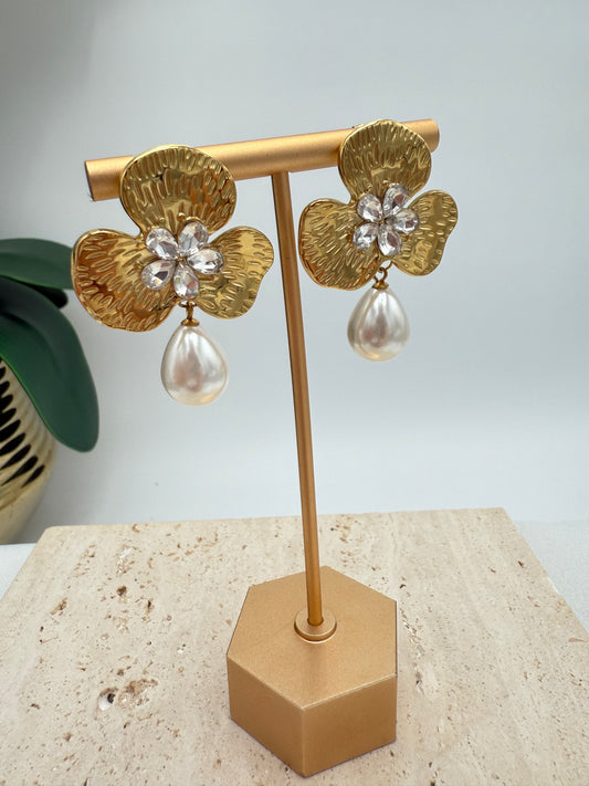 Floral Pearl Statement Earrings