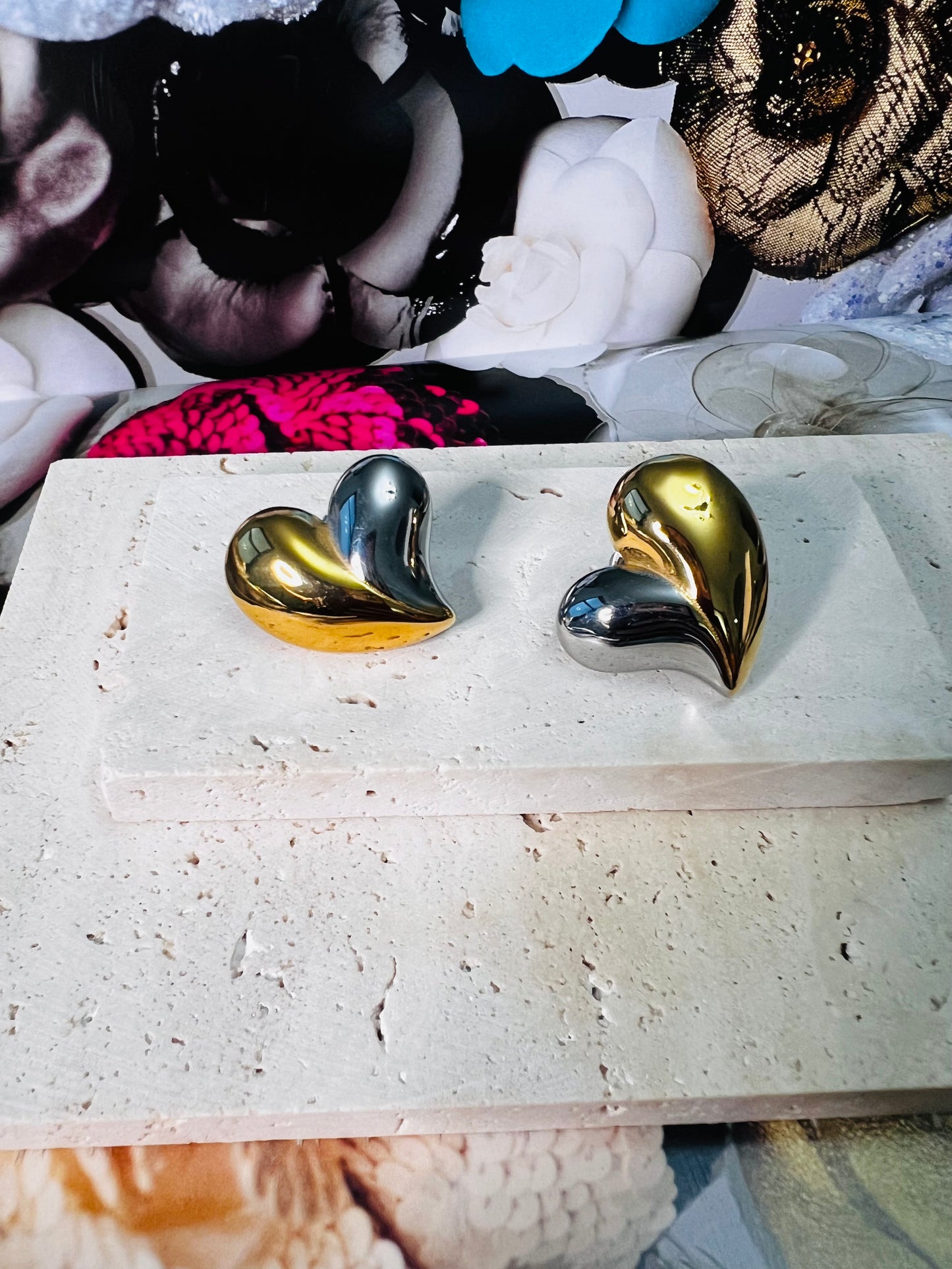 Stylish Bicolor Heart Earrings