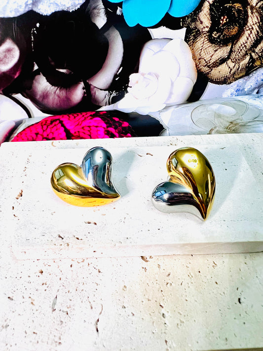 Stylish Bicolor Heart Earrings