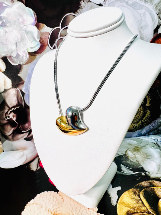 Elegant Bicolor Heart Necklace