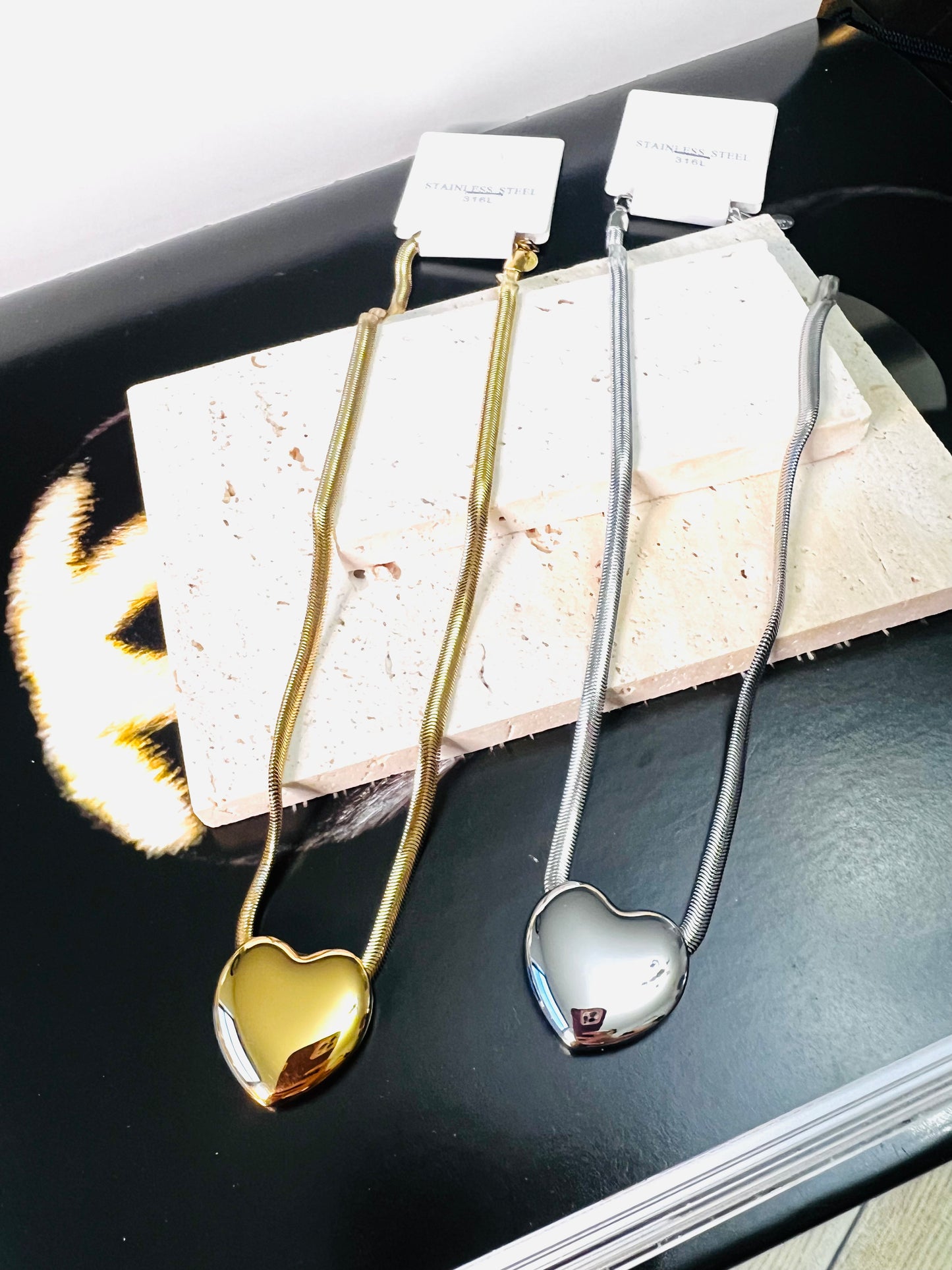 Chunky Heart Pendant Necklaces